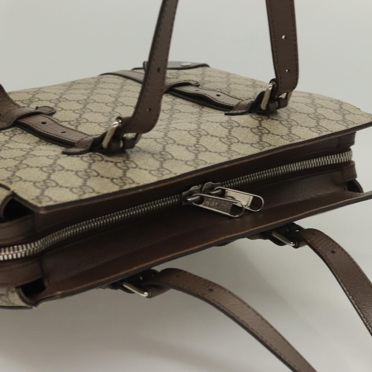 GUCCI GG Supreme Hand Bag PVC Beige Silver 643814 Auth BA3775