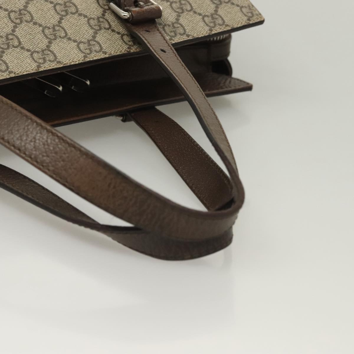 GUCCI GG Supreme Hand Bag PVC Beige Silver 643814 Auth BA3775