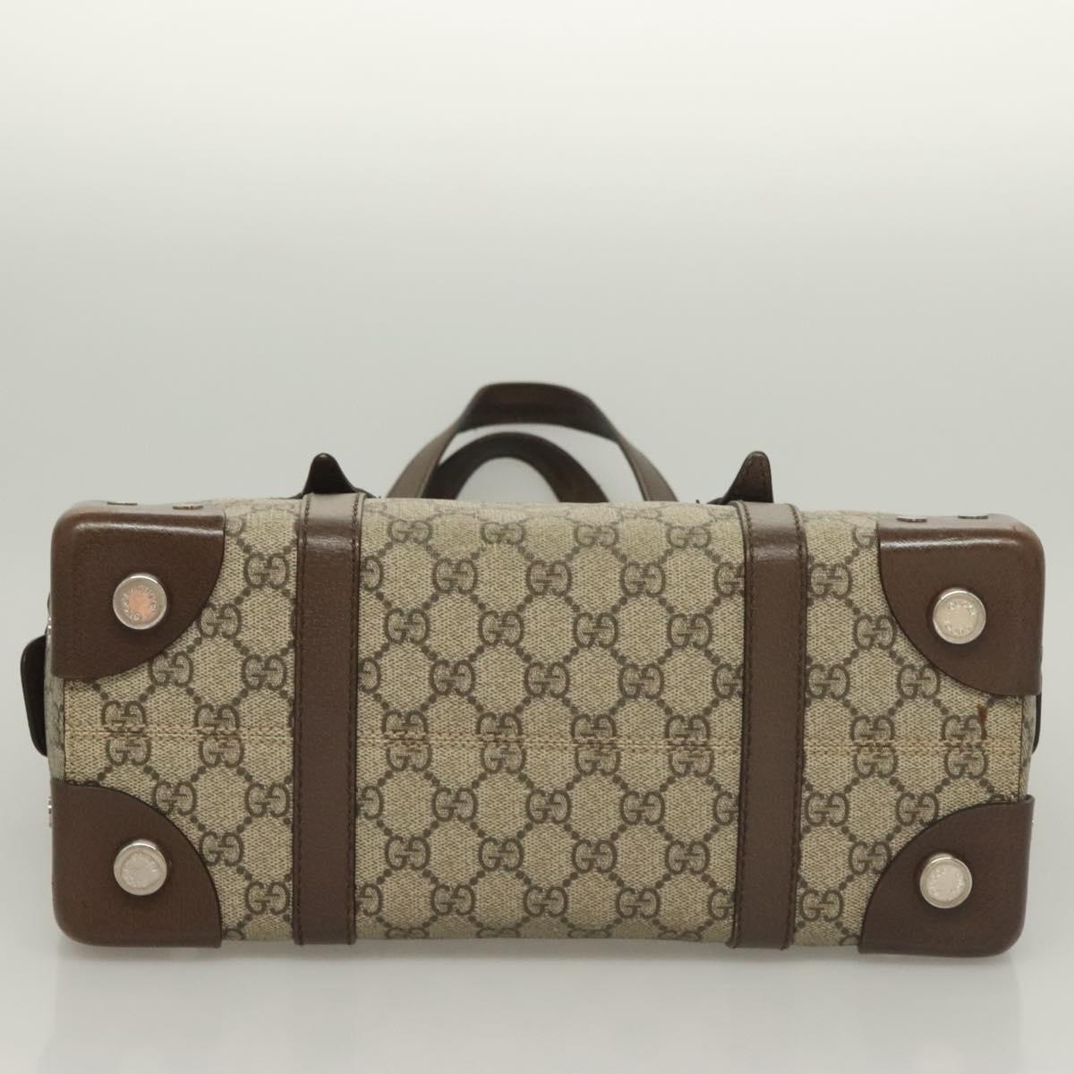 GUCCI GG Supreme Hand Bag PVC Beige Silver 643814 Auth BA3775