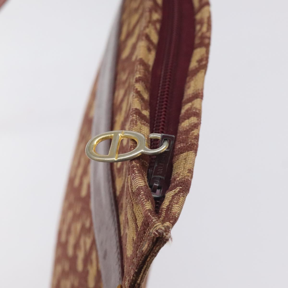Christian Dior Trotter Canvas Shoulder Bag Red Gold Auth BA3780