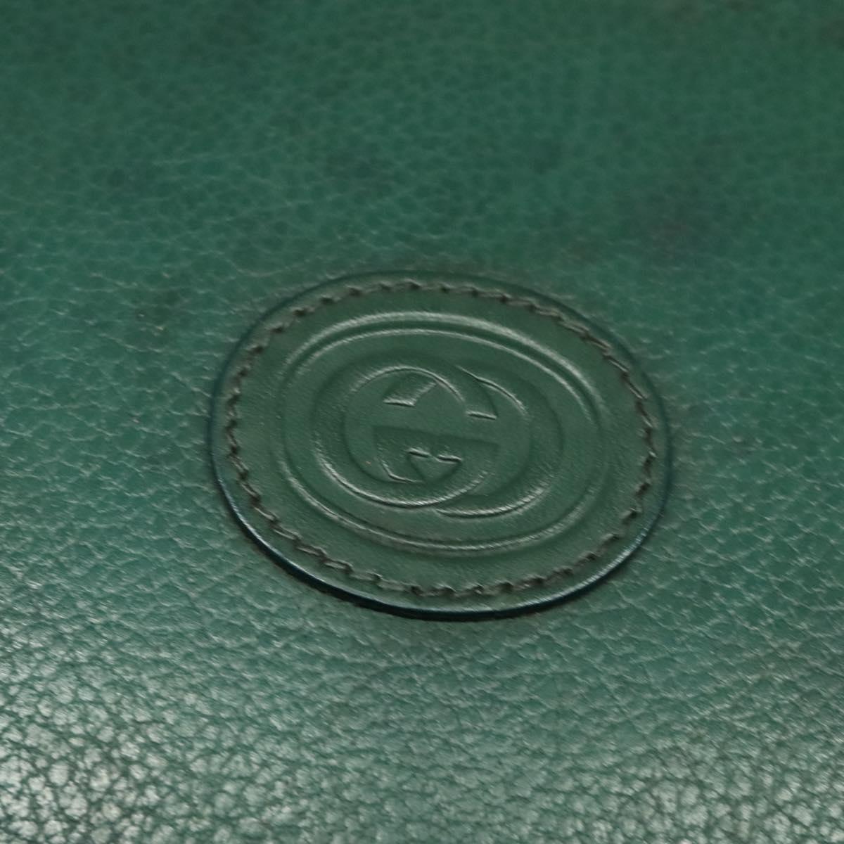 GUCCI Shoulder Bag Leather Green Gold 001 084 1036 Auth BA3781