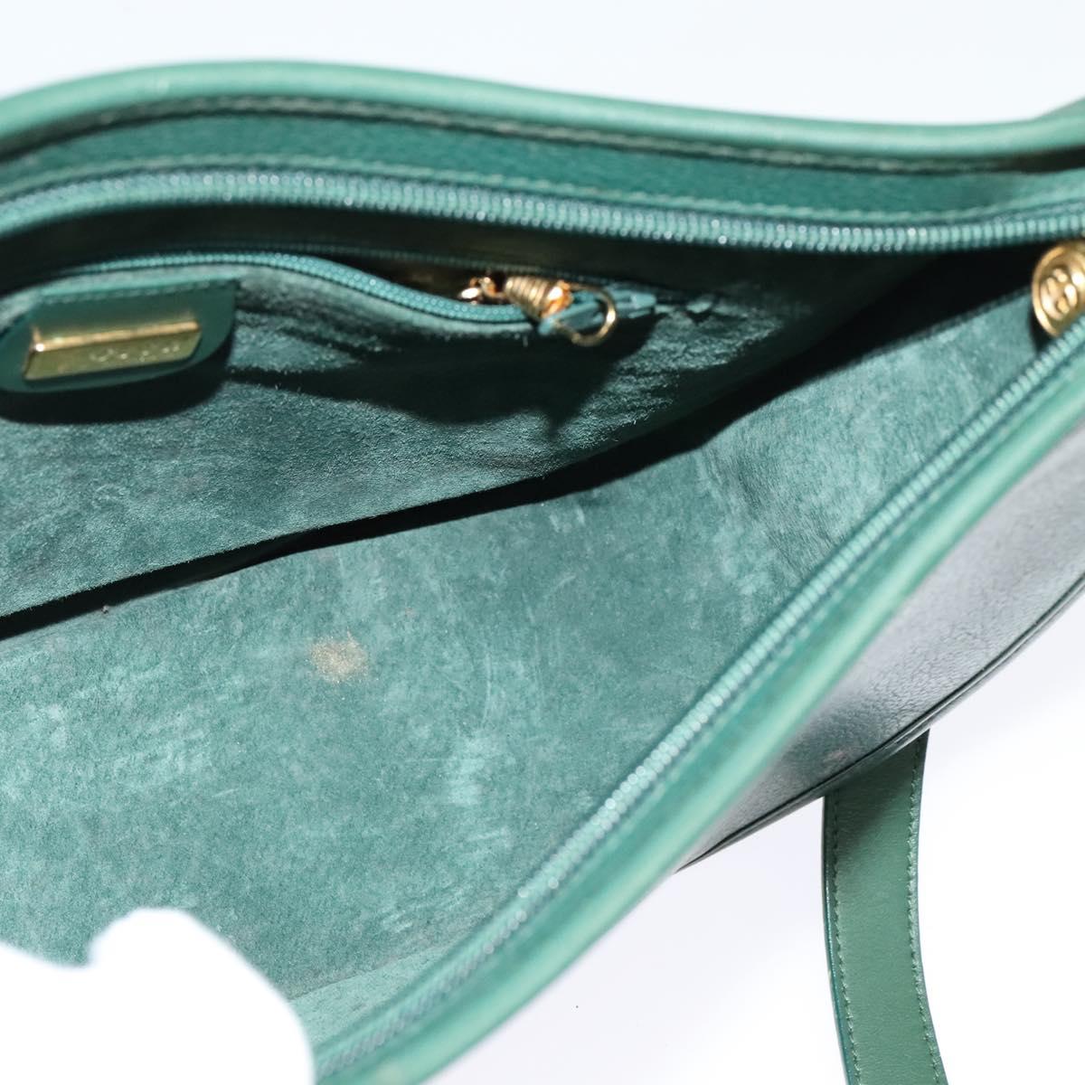 GUCCI Shoulder Bag Leather Green Gold 001 084 1036 Auth BA3781