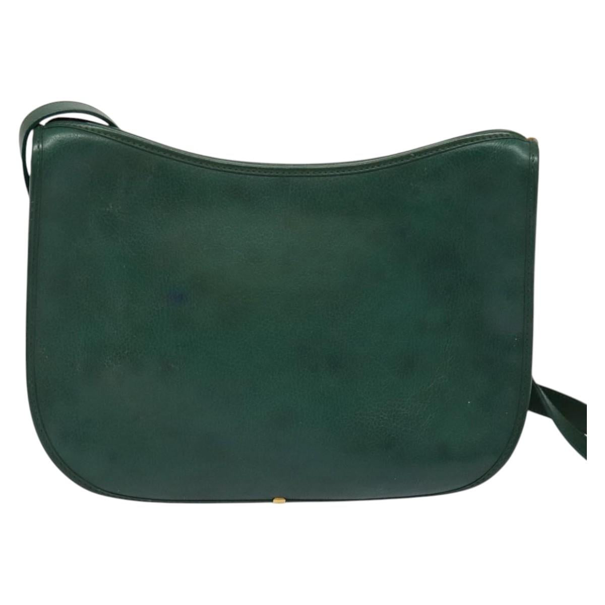 GUCCI Shoulder Bag Leather Green Gold 001 084 1036 Auth BA3781