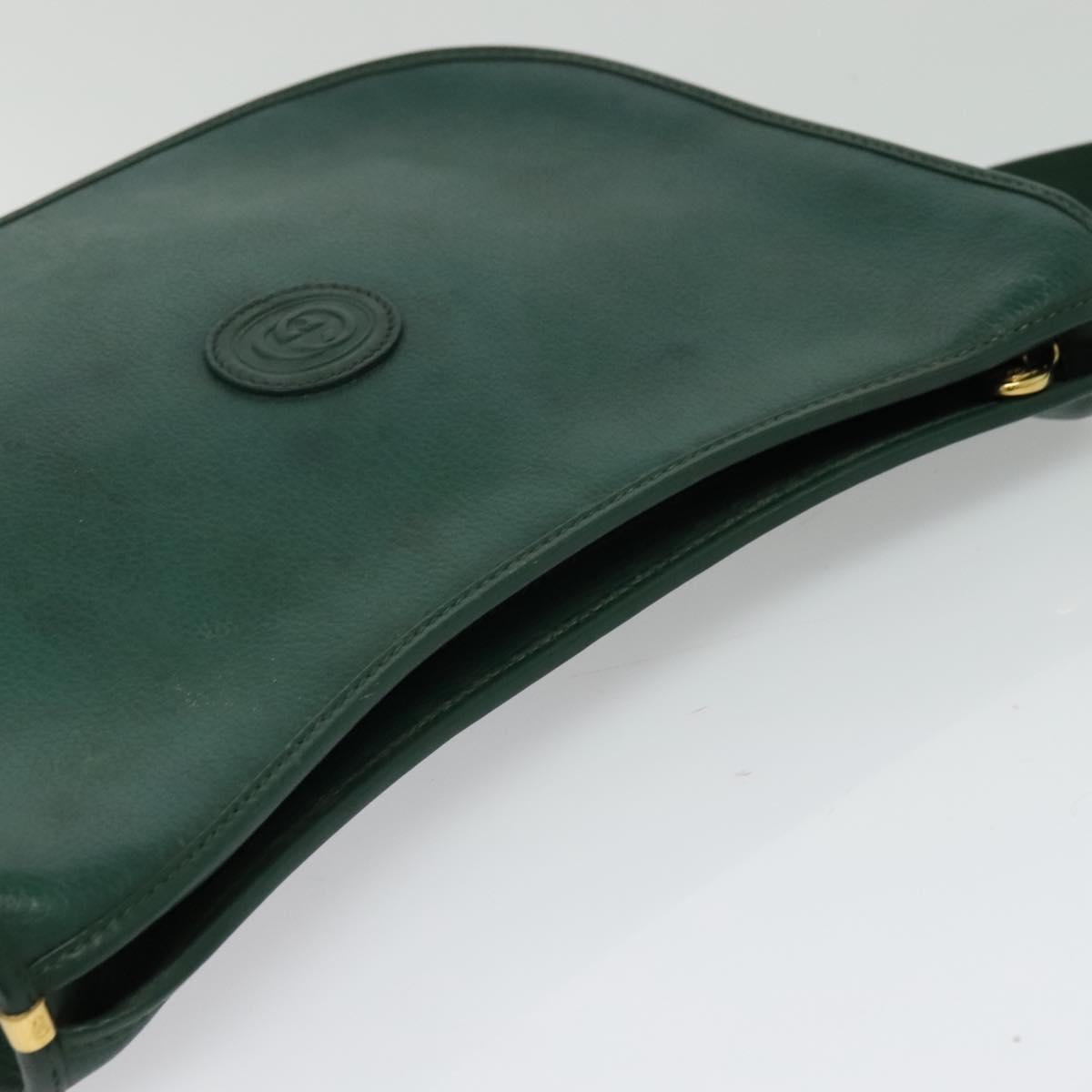 GUCCI Shoulder Bag Leather Green Gold 001 084 1036 Auth BA3781