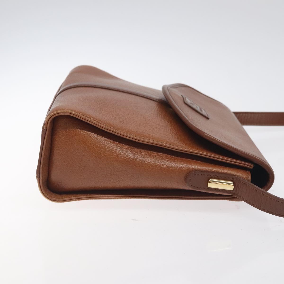 Burberrys Shoulder Bag Leather Brown Gold Auth BA3783