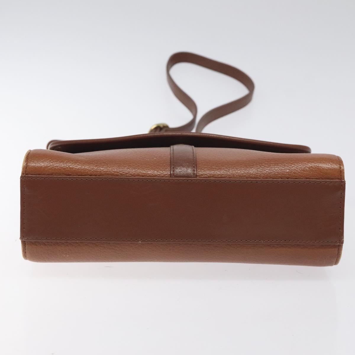Burberrys Shoulder Bag Leather Brown Gold Auth BA3783