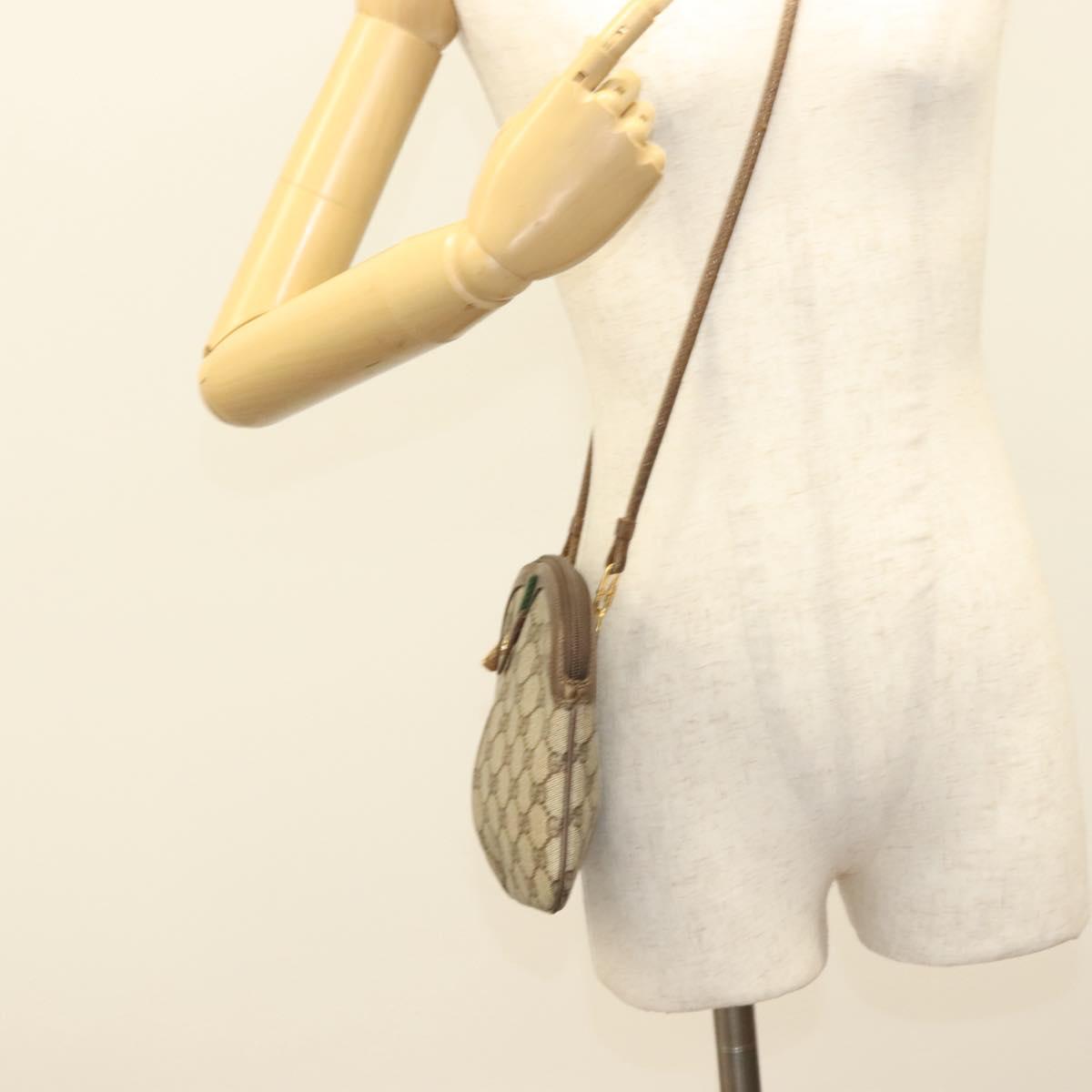 GUCCI GG Supreme Web Sherry Line Bag PVC Beige Gold 904 02 047 Auth BA3784