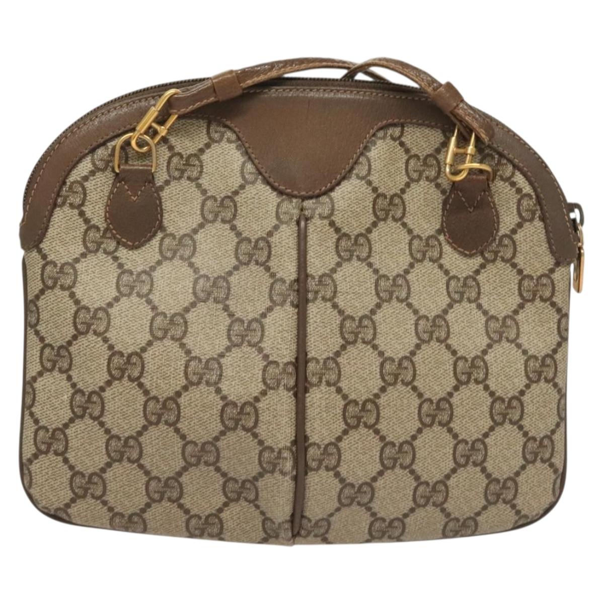 GUCCI GG Supreme Web Sherry Line Bag PVC Beige Gold 904 02 047 Auth BA3784