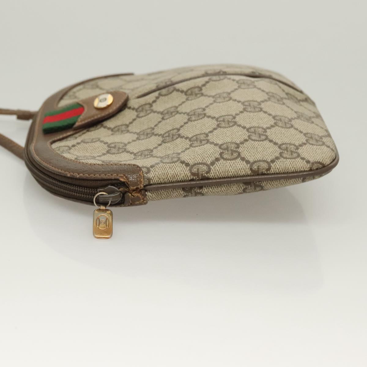 GUCCI GG Supreme Web Sherry Line Bag PVC Beige Gold 904 02 047 Auth BA3784