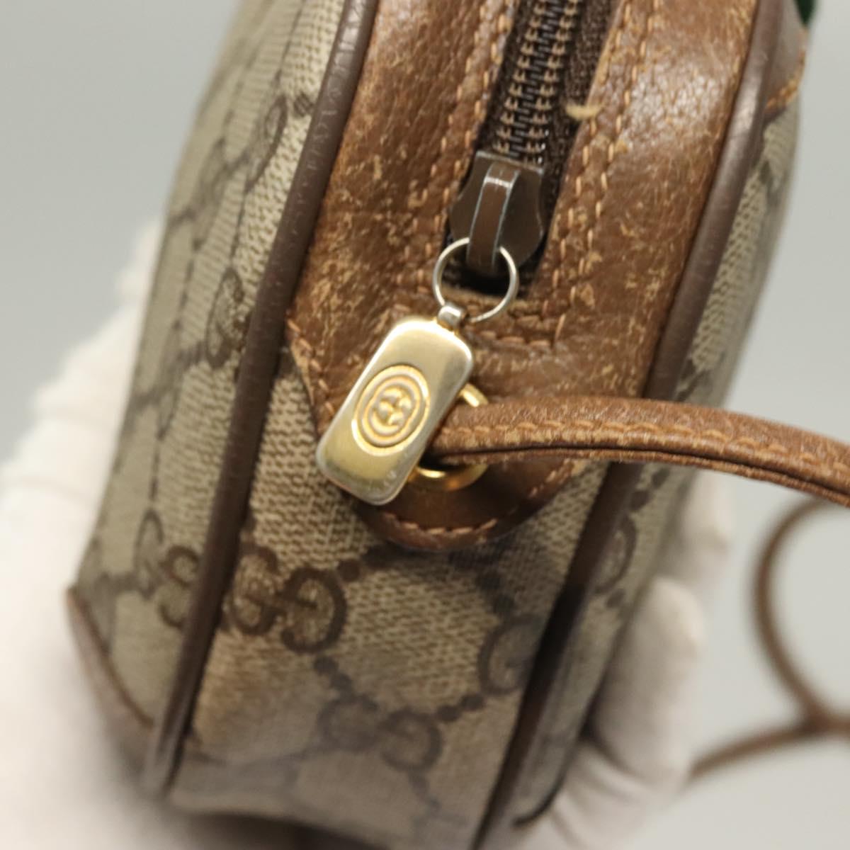 GUCCI GG Supreme Web Sherry Line Bag PVC Beige Gold 89 02 066 Auth BA3786