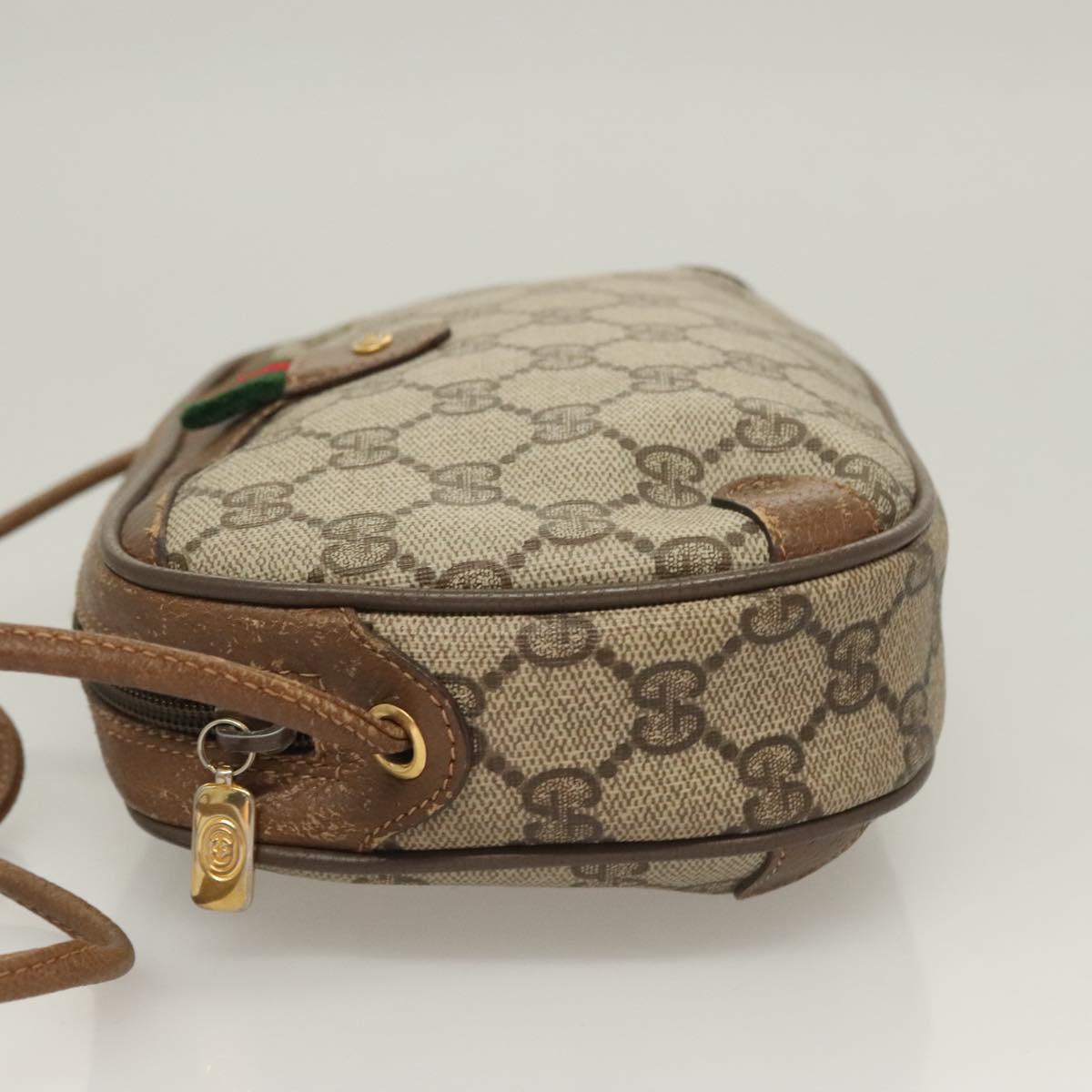 GUCCI GG Supreme Web Sherry Line Bag PVC Beige Gold 89 02 066 Auth BA3786