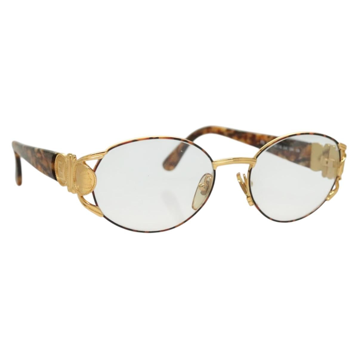 FENDI Glasses Plastic Brown Gold Auth BA3791