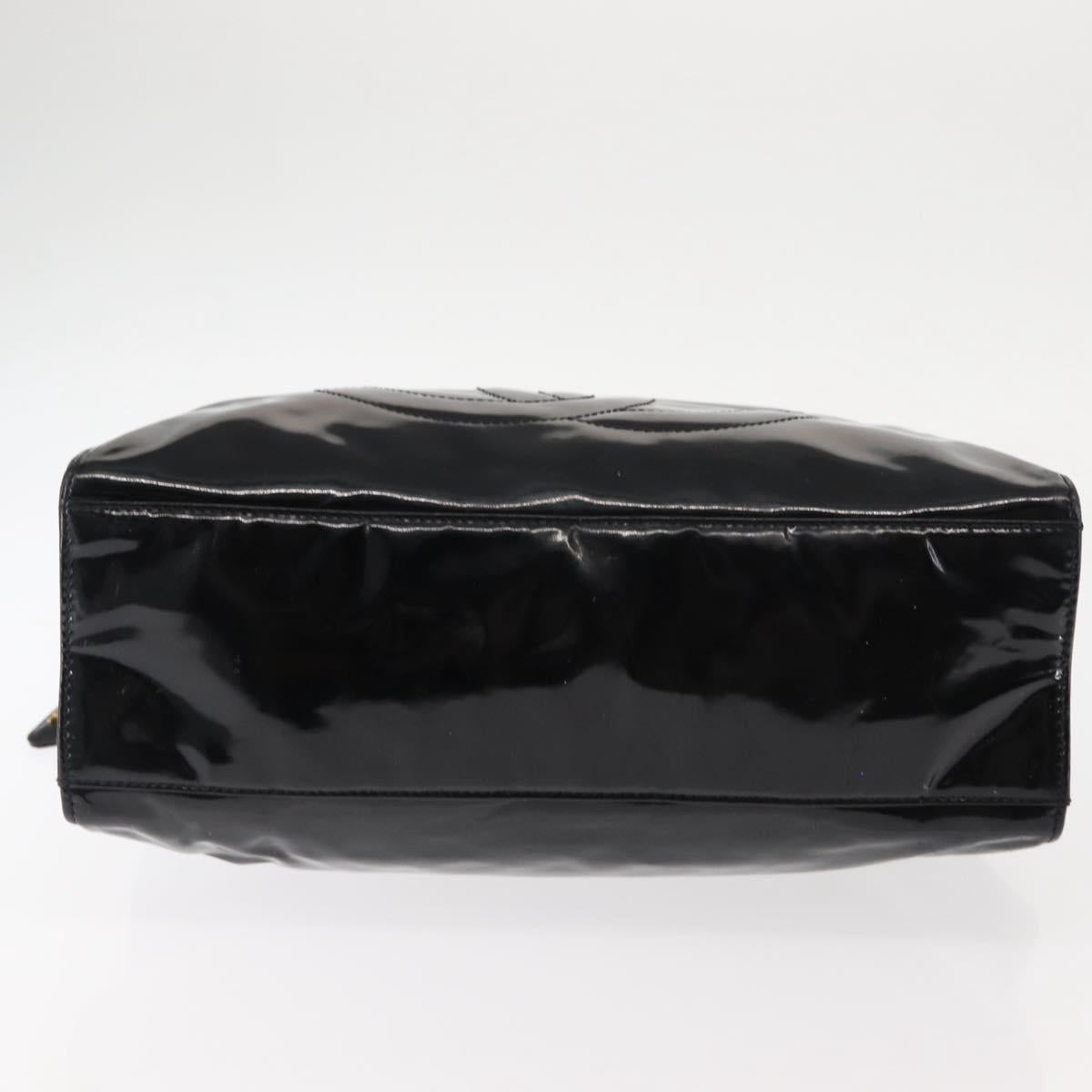 CHANEL COCO Mark Chain Shoulder Bag Patent Leather Black Gold CC Auth BA3798