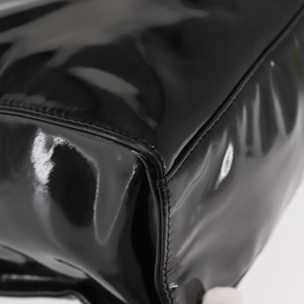 CHANEL COCO Mark Chain Shoulder Bag Patent Leather Black Gold CC Auth BA3798