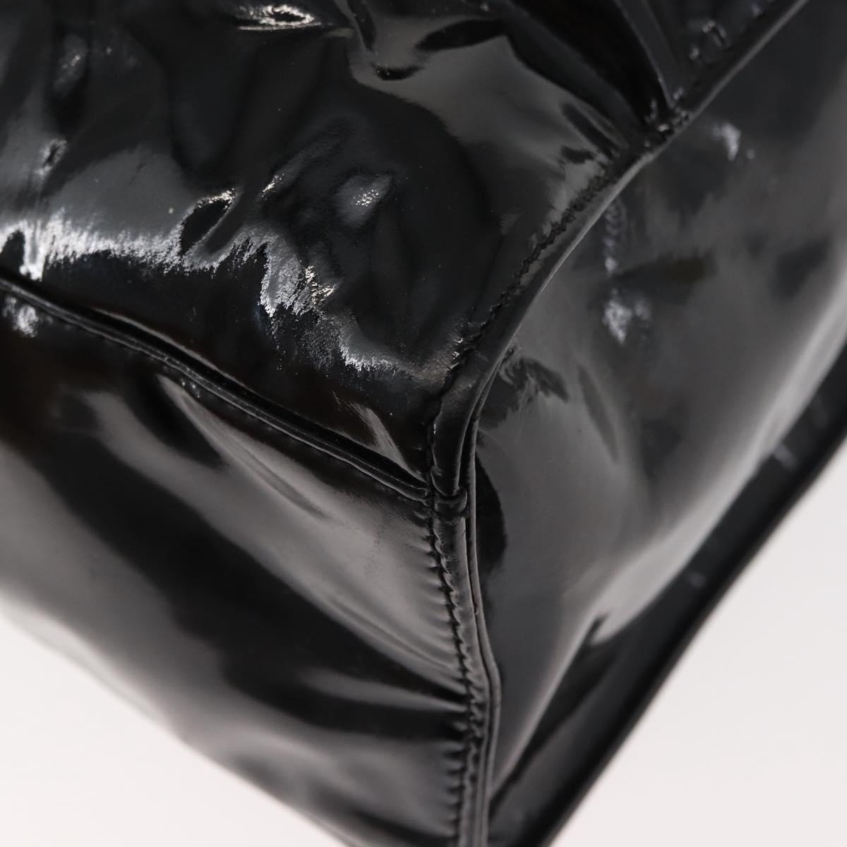 CHANEL COCO Mark Chain Shoulder Bag Patent Leather Black Gold CC Auth BA3798