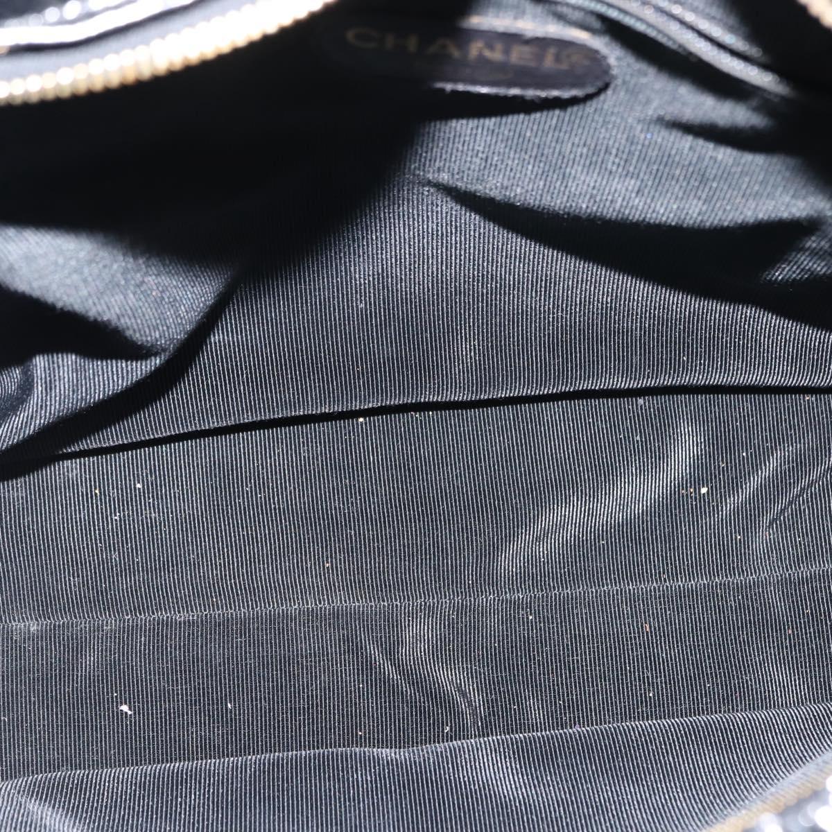 CHANEL COCO Mark Chain Shoulder Bag Patent Leather Black Gold CC Auth BA3798