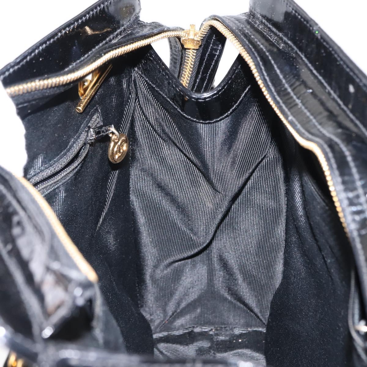 CHANEL COCO Mark Chain Shoulder Bag Patent Leather Black Gold CC Auth BA3798