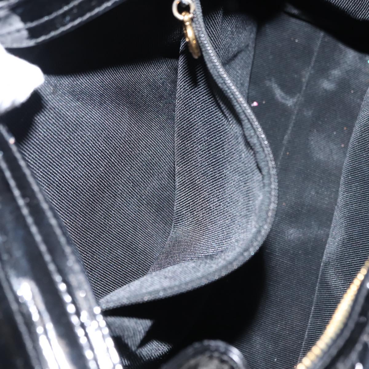 CHANEL COCO Mark Chain Shoulder Bag Patent Leather Black Gold CC Auth BA3798