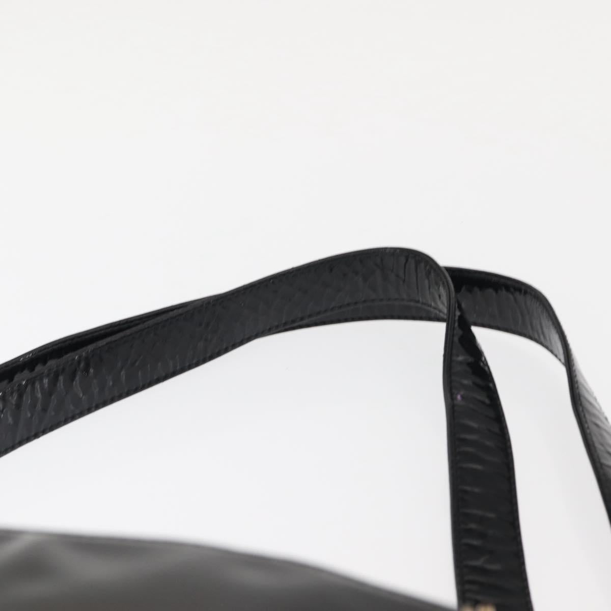 CHANEL COCO Mark Chain Shoulder Bag Patent Leather Black Gold CC Auth BA3798