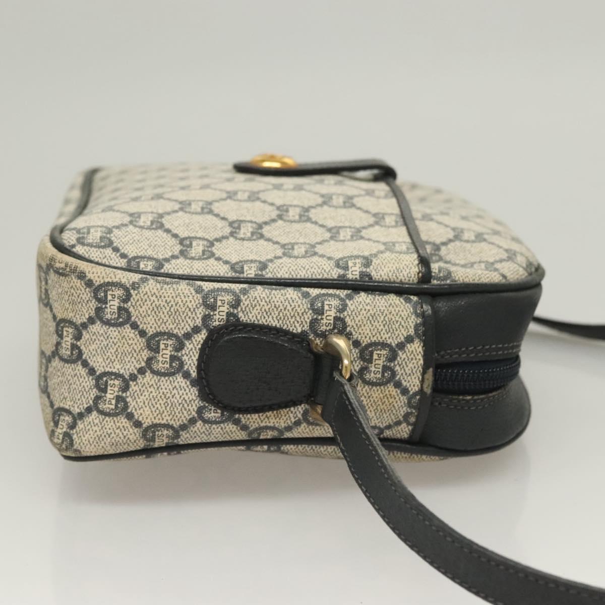 GUCCI GG Plus Supreme Shoulder Bag PVC Navy Gold Auth BA3799