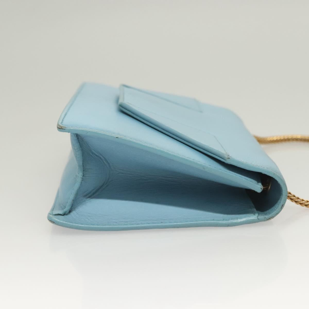 SAINT LAURENT Betty Chain Shoulder Bag Leather Light Blue Gold Auth BA3801
