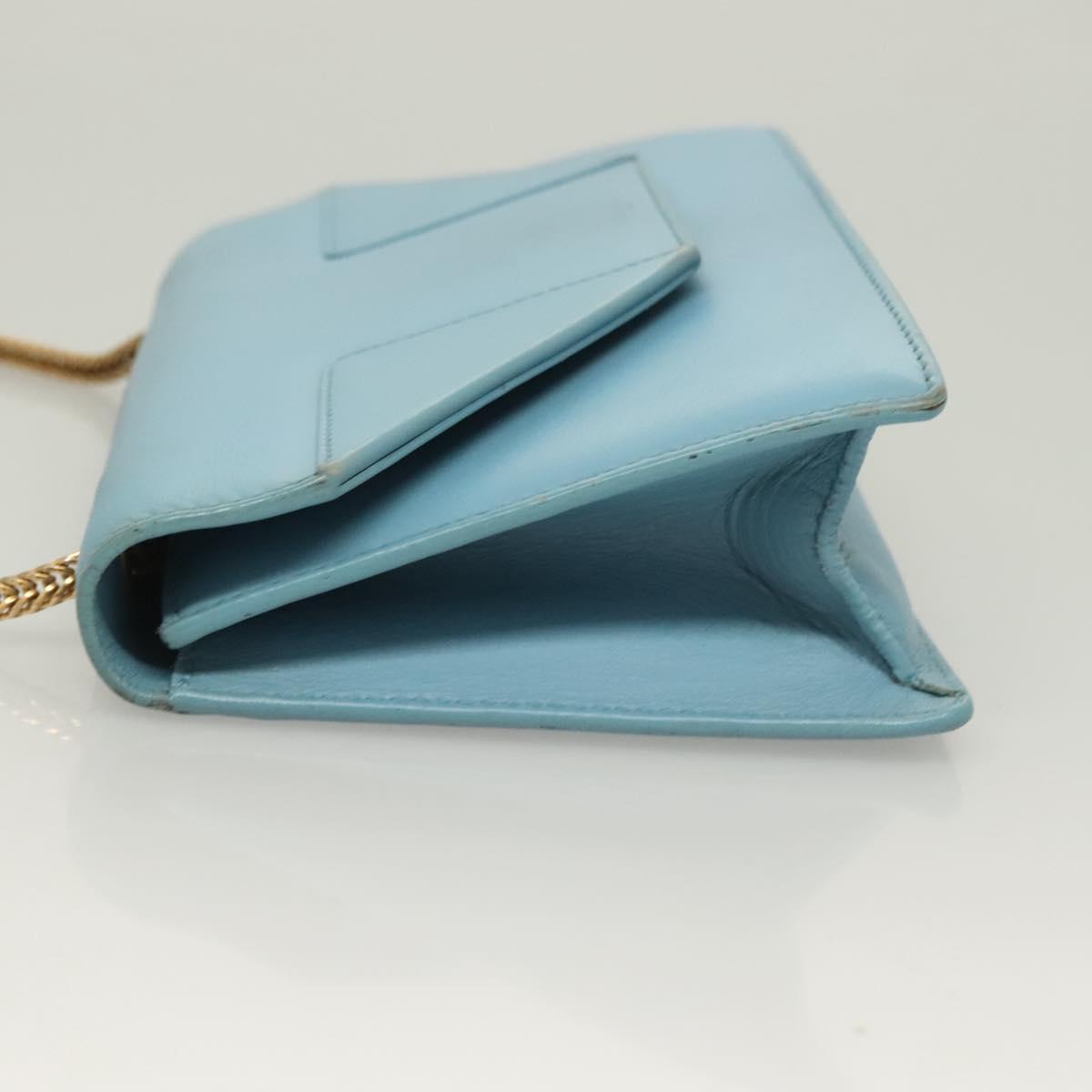SAINT LAURENT Betty Chain Shoulder Bag Leather Light Blue Gold Auth BA3801