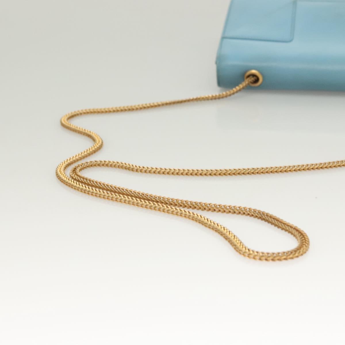 SAINT LAURENT Betty Chain Shoulder Bag Leather Light Blue Gold Auth BA3801