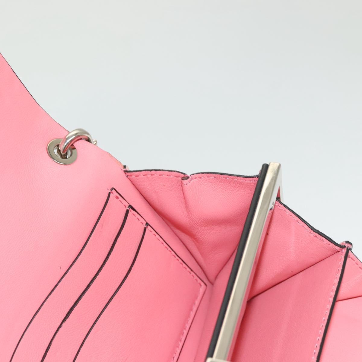 VALENTINO Rhinestone Chain Shoulder Bag Suede Pink Silver Auth BA3802