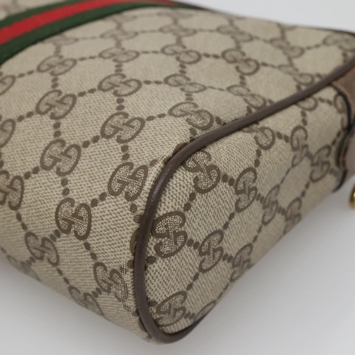 GUCCI GG Supreme Web Sherry Line Clutch Bag PVC Beige Gold 89 01 012 Auth BA3808
