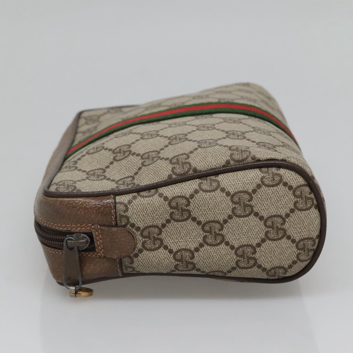 GUCCI GG Supreme Web Sherry Line Clutch Bag PVC Beige Gold 89 01 012 Auth BA3808