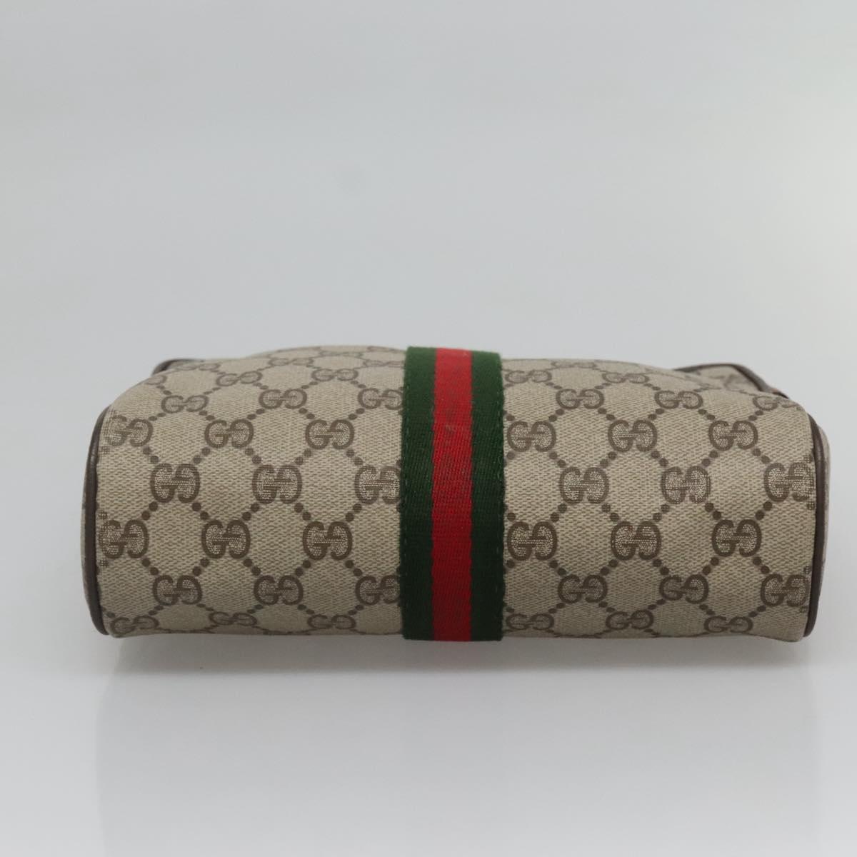 GUCCI GG Supreme Web Sherry Line Clutch Bag PVC Beige Gold 89 01 012 Auth BA3808