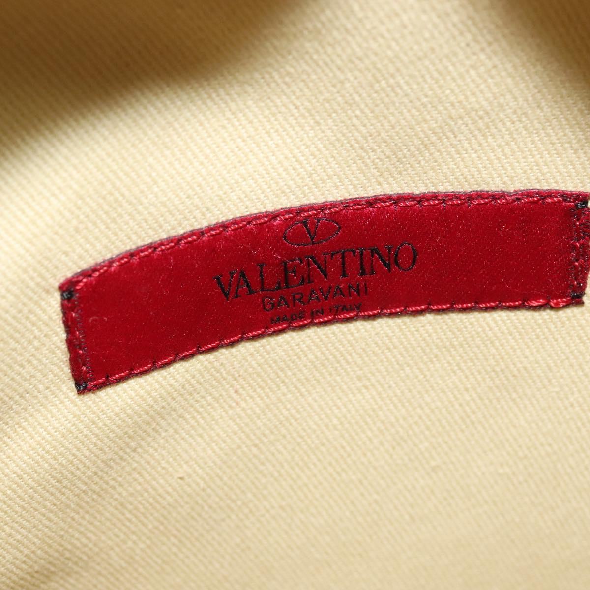 VALENTINO Studs Backpack Leather Yellow Silver Auth BA3815