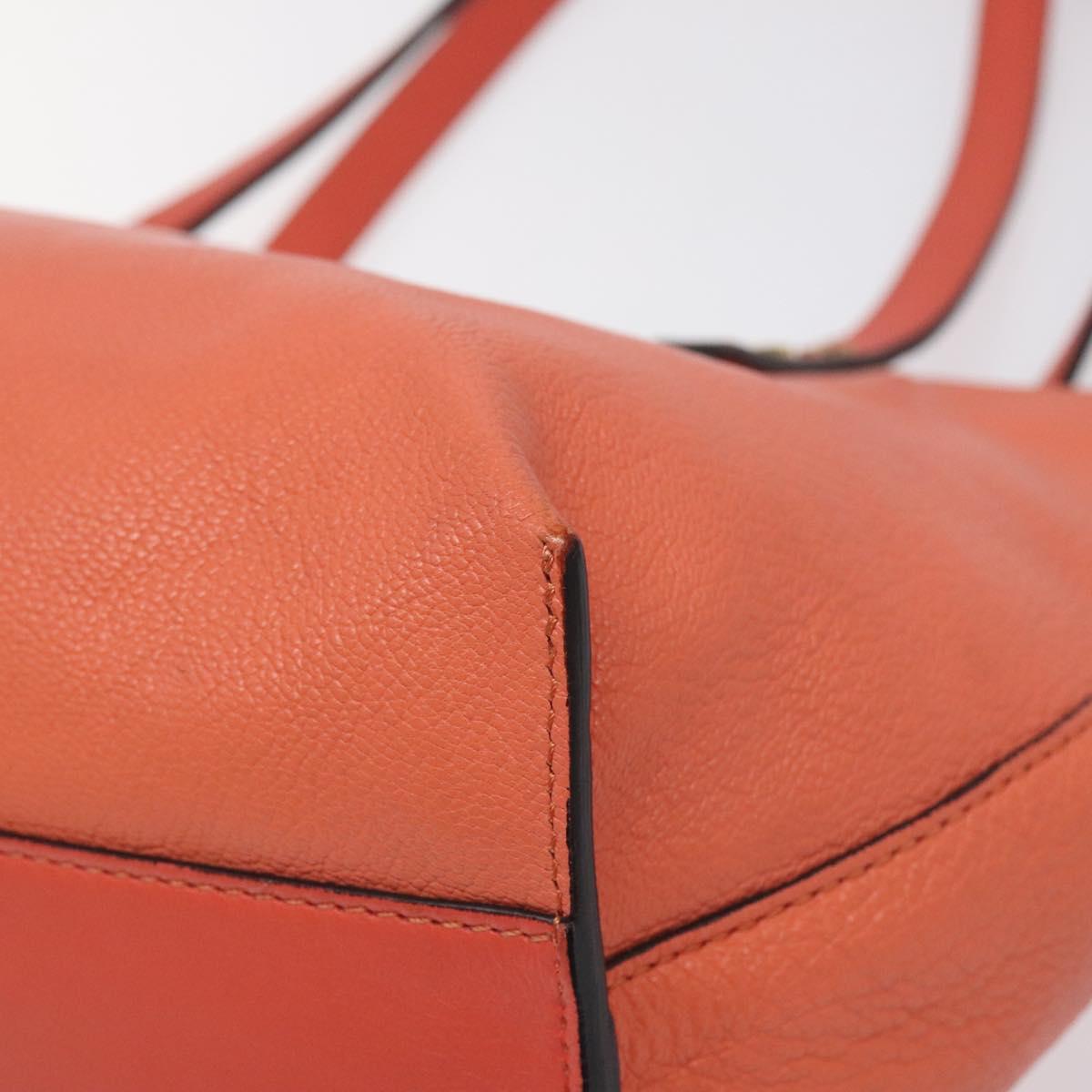 Chloe Dylan Tote Bag Leather Orange Gold Auth BA3818