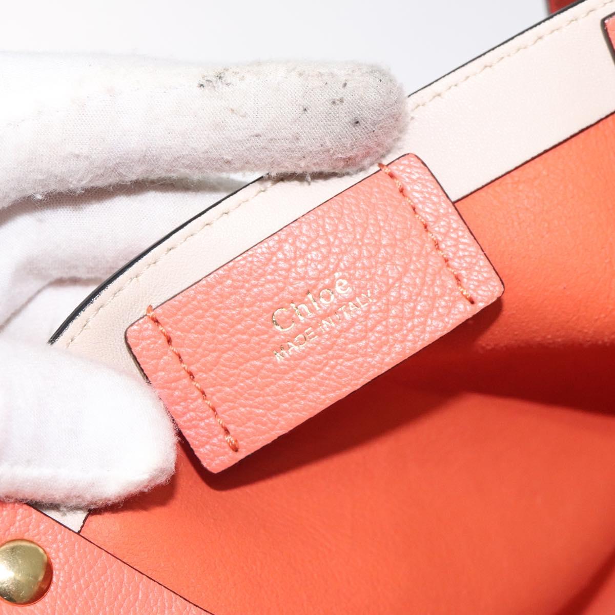 Chloe Dylan Tote Bag Leather Orange Gold Auth BA3818