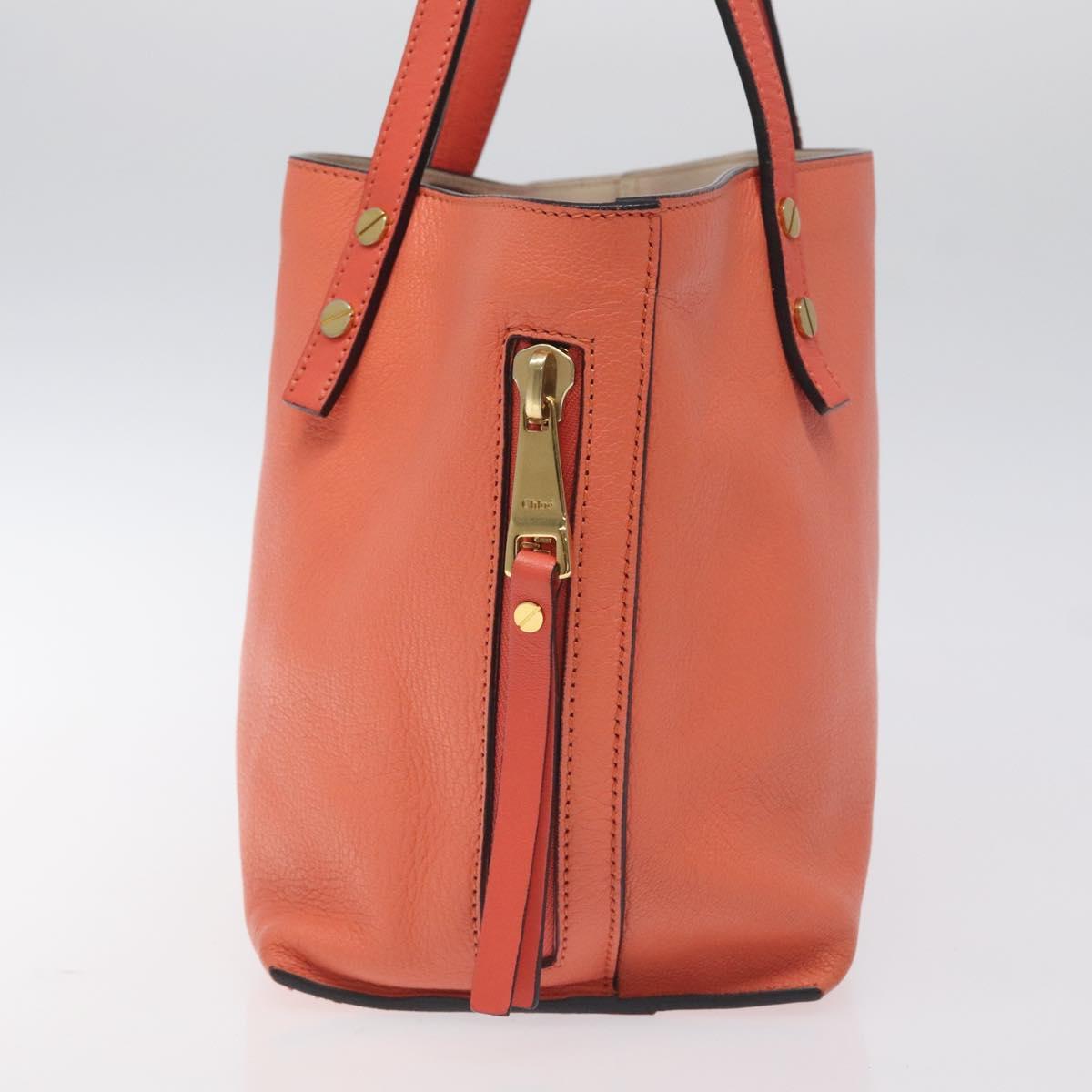 Chloe Dylan Tote Bag Leather Orange Gold Auth BA3818