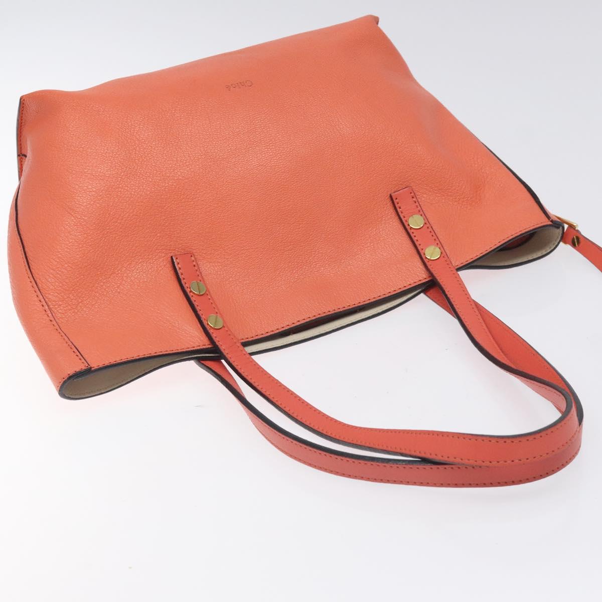 Chloe Dylan Tote Bag Leather Orange Gold Auth BA3818