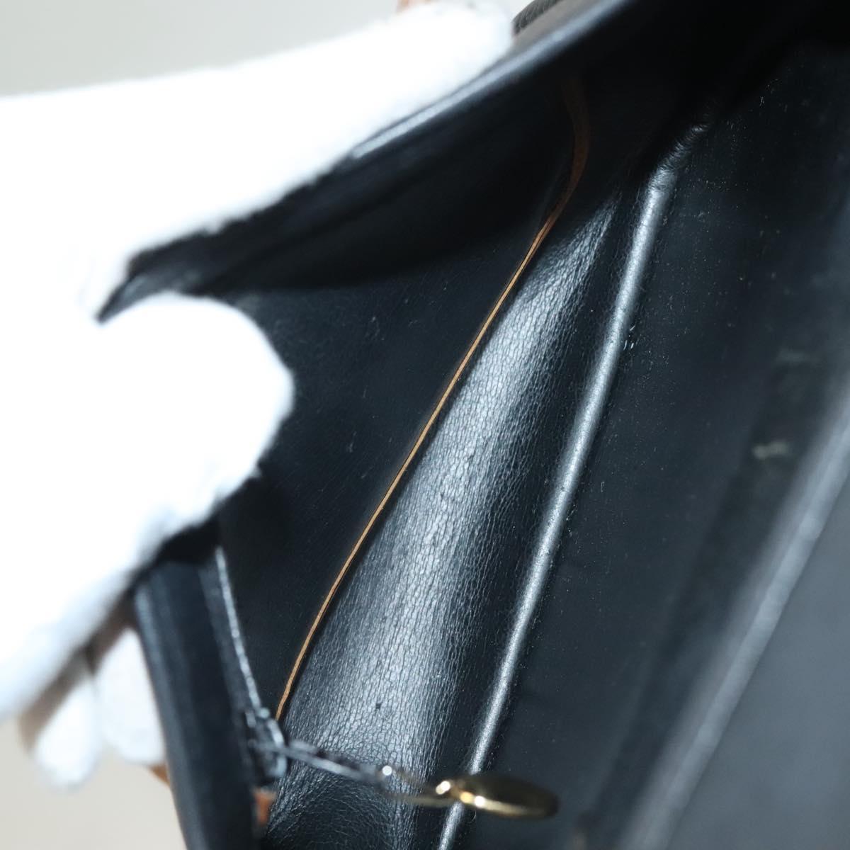 Christian Dior Shoulder Bag Leather Black Gold Auth BA3826