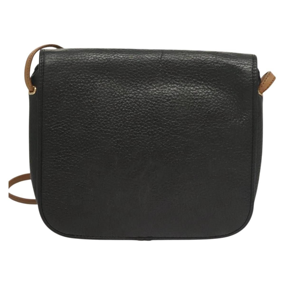 Christian Dior Shoulder Bag Leather Black Gold Auth BA3826