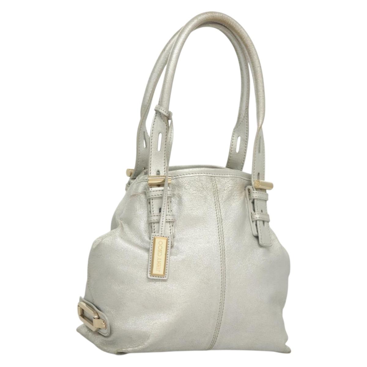 Jimmy Choo Shoulder Bag Leather Silver Gold Auth BA3827