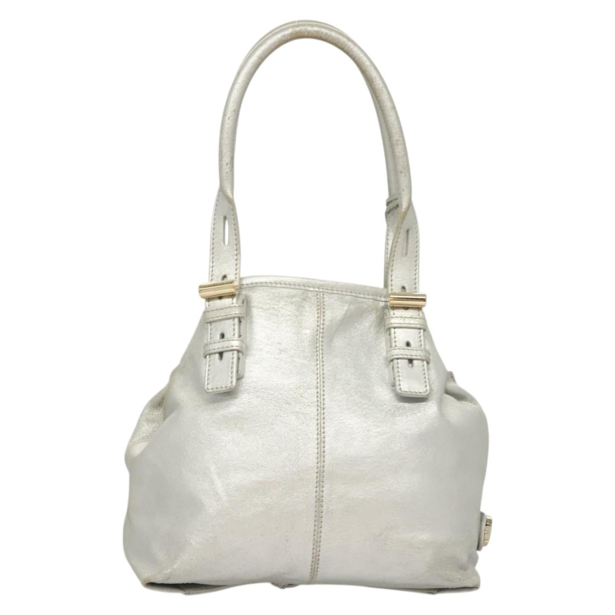 Jimmy Choo Shoulder Bag Leather Silver Gold Auth BA3827