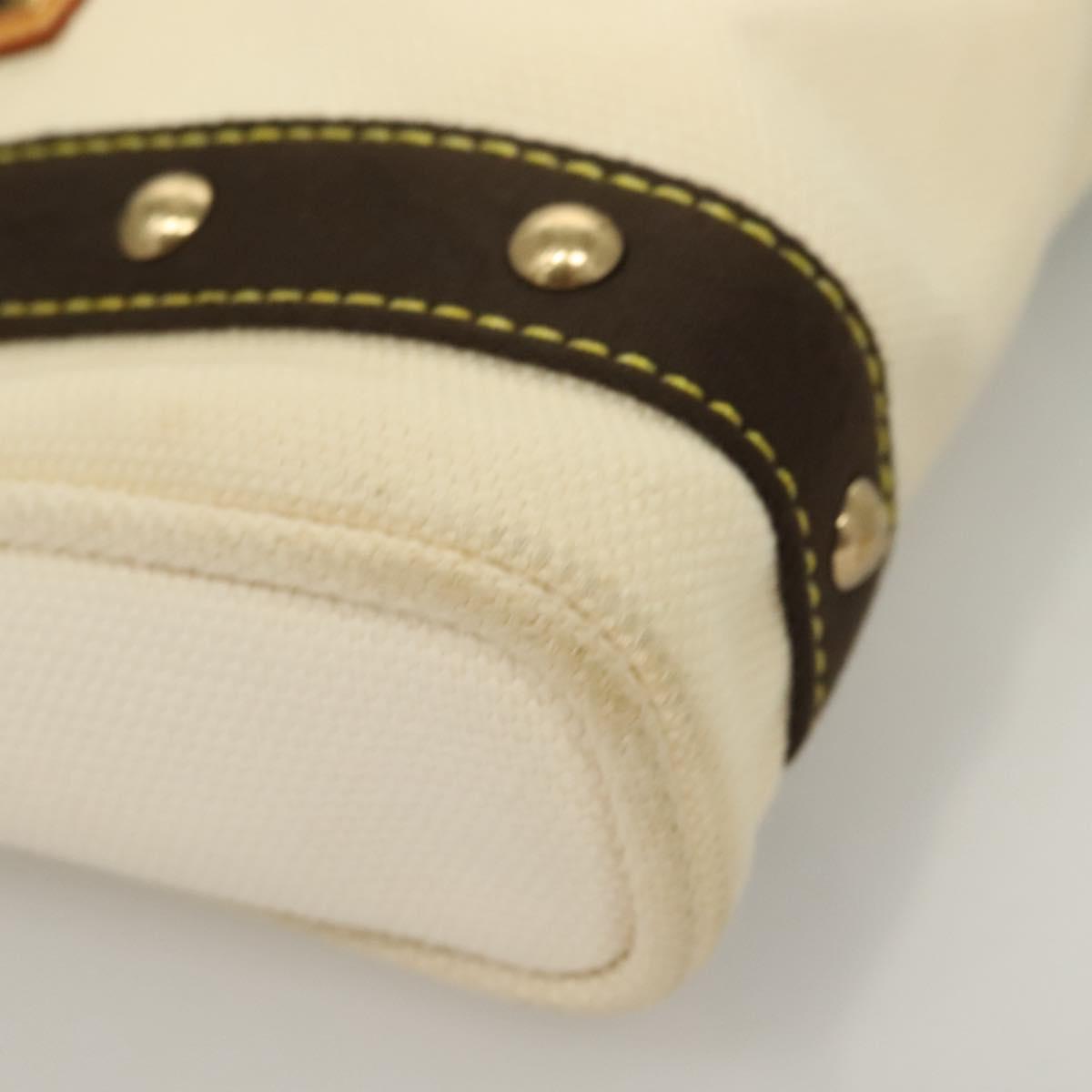 LOUIS VUITTON Antigua Cabas PM Tote Bag White Brown M40036 LV Auth BA3835