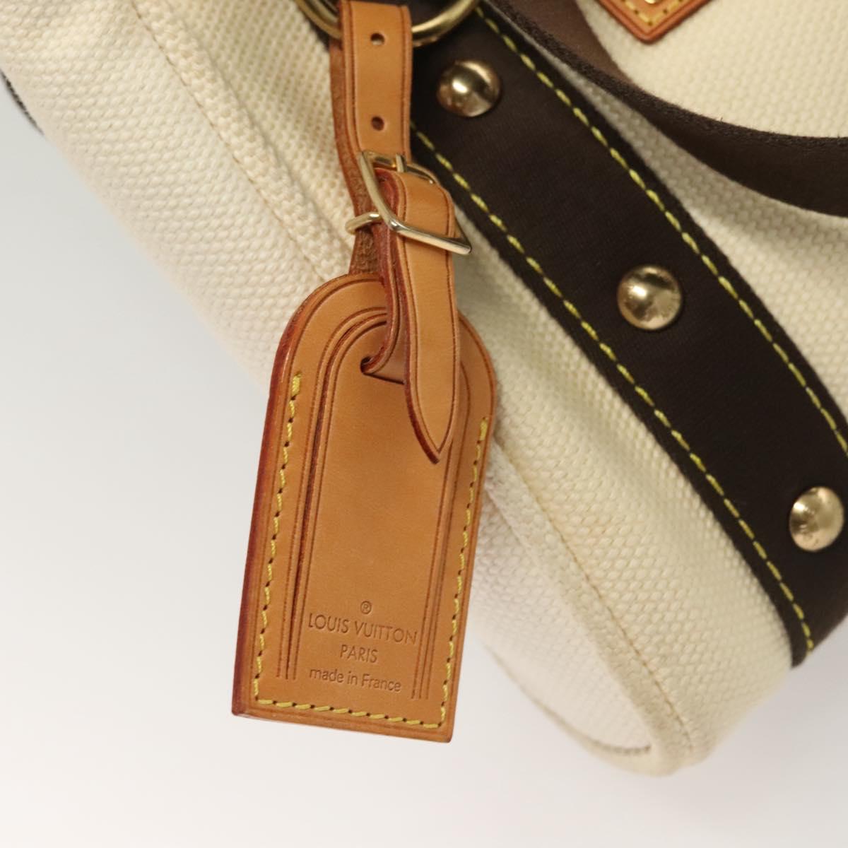 LOUIS VUITTON Antigua Cabas PM Tote Bag White Brown M40036 LV Auth BA3835