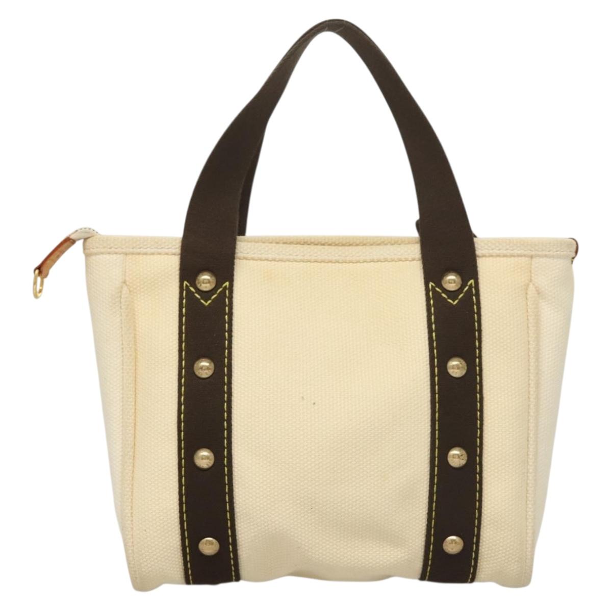 LOUIS VUITTON Antigua Cabas PM Tote Bag White Brown M40036 LV Auth BA3835