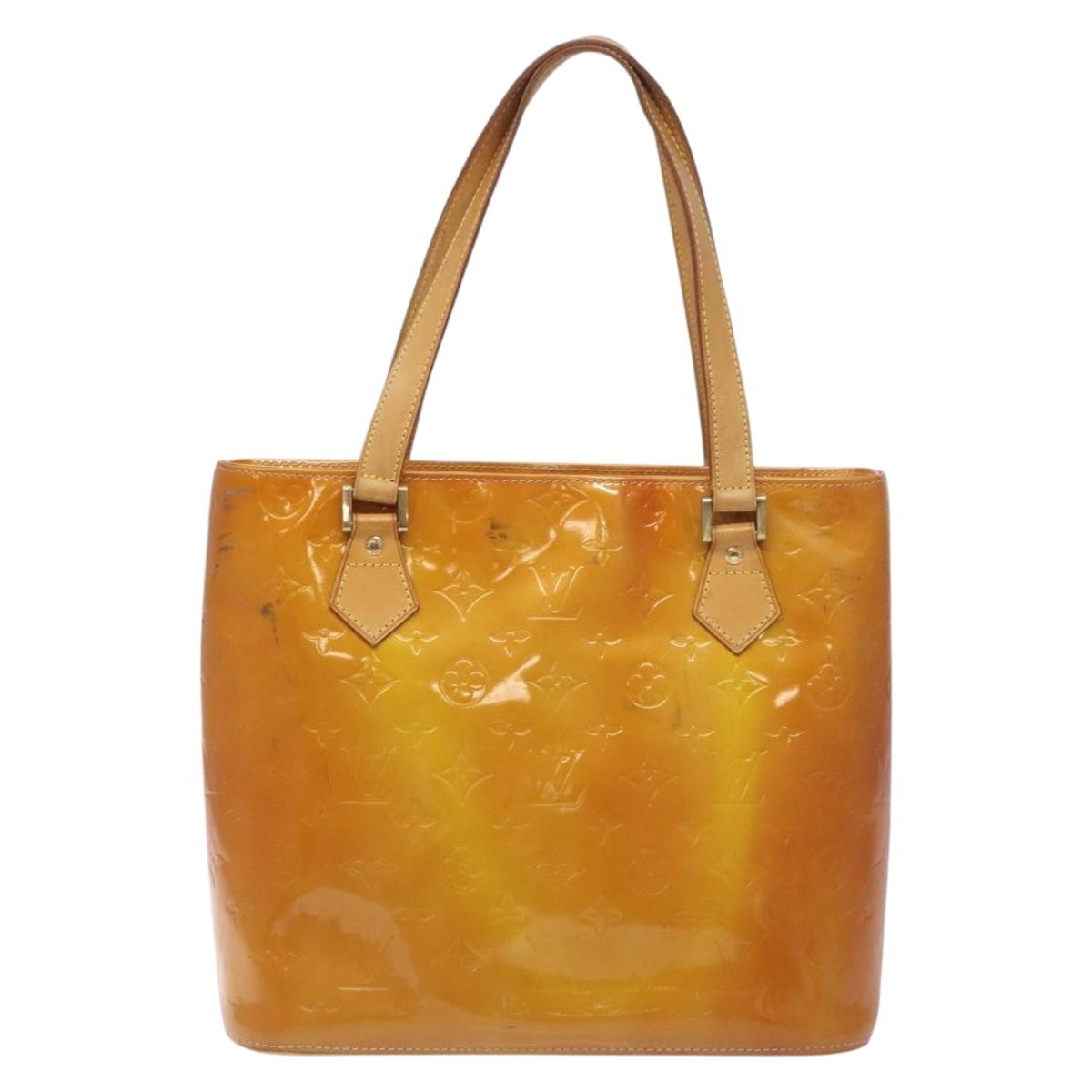 LOUIS VUITTON Monogram Vernis Houston Hand Bag Beige M91004 LV Auth BA3839