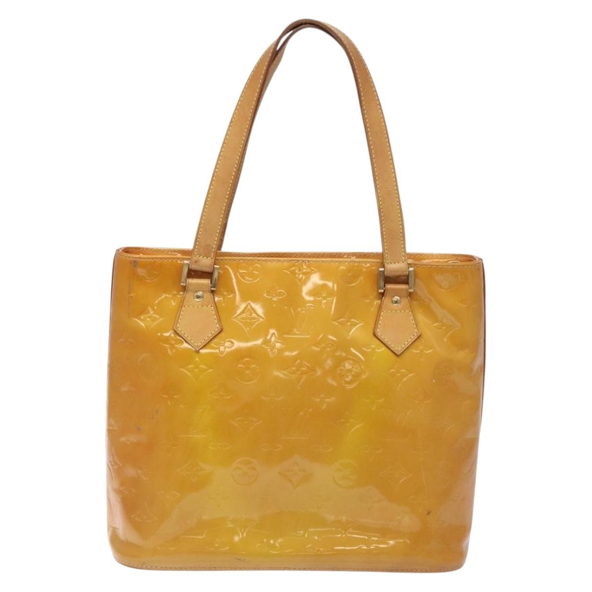 LOUIS VUITTON Monogram Vernis Houston Hand Bag Beige M91004 LV Auth BA3839