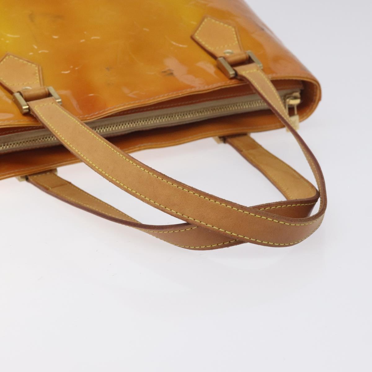LOUIS VUITTON Monogram Vernis Houston Hand Bag Beige M91004 LV Auth BA3839