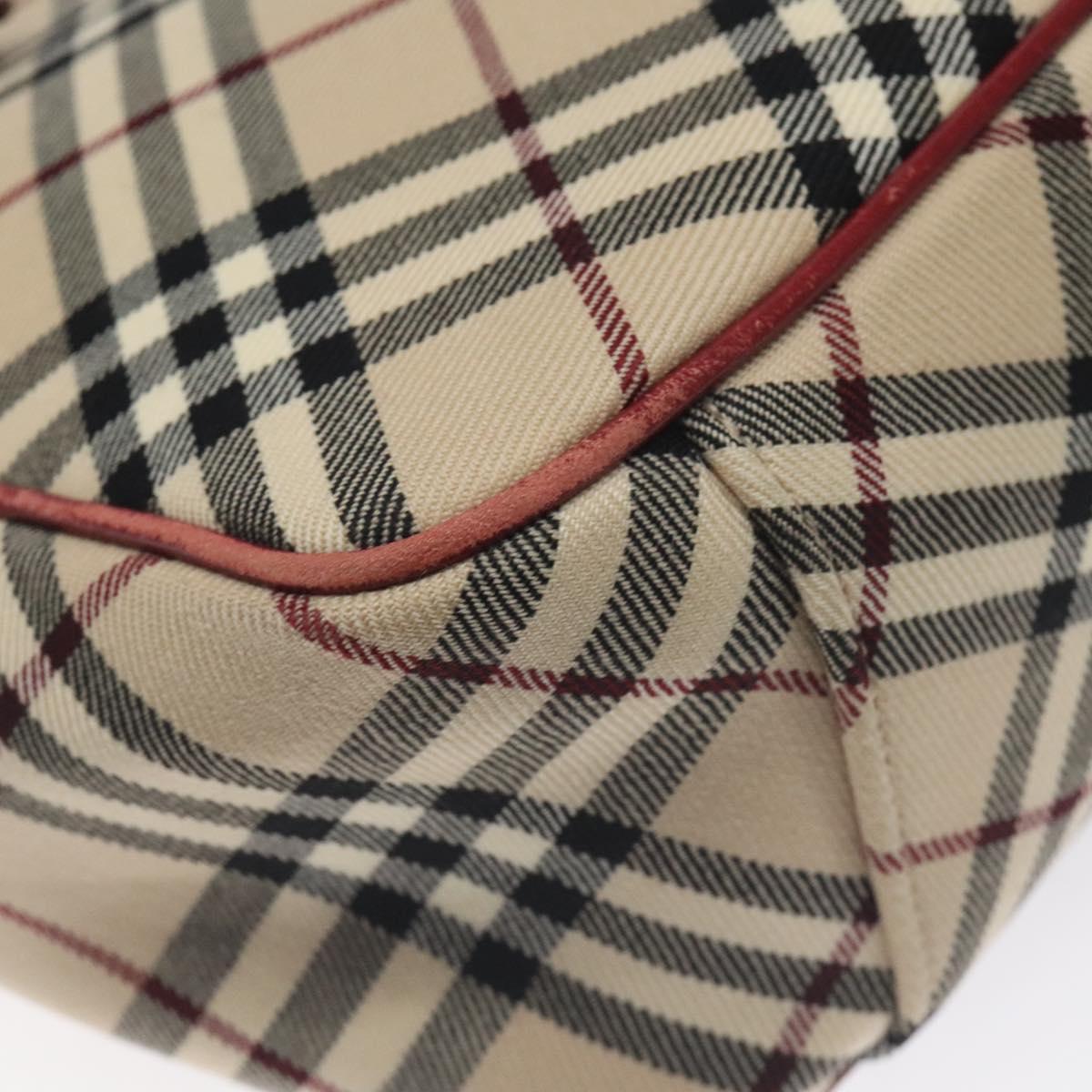 BURBERRY Nova Check Blue Label Tote Bag Canvas Beige Silver Auth BA3843