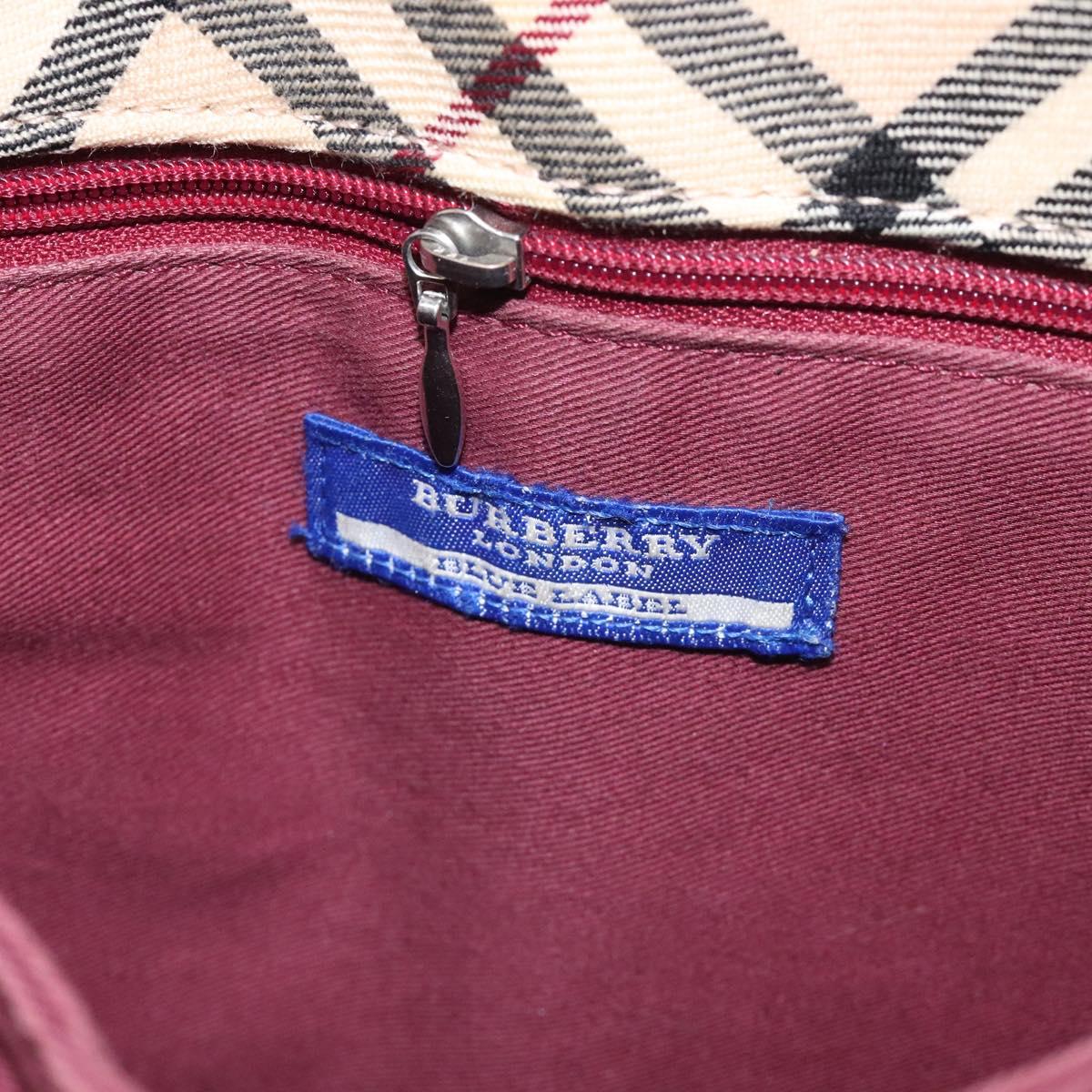 BURBERRY Nova Check Blue Label Tote Bag Canvas Beige Silver Auth BA3843