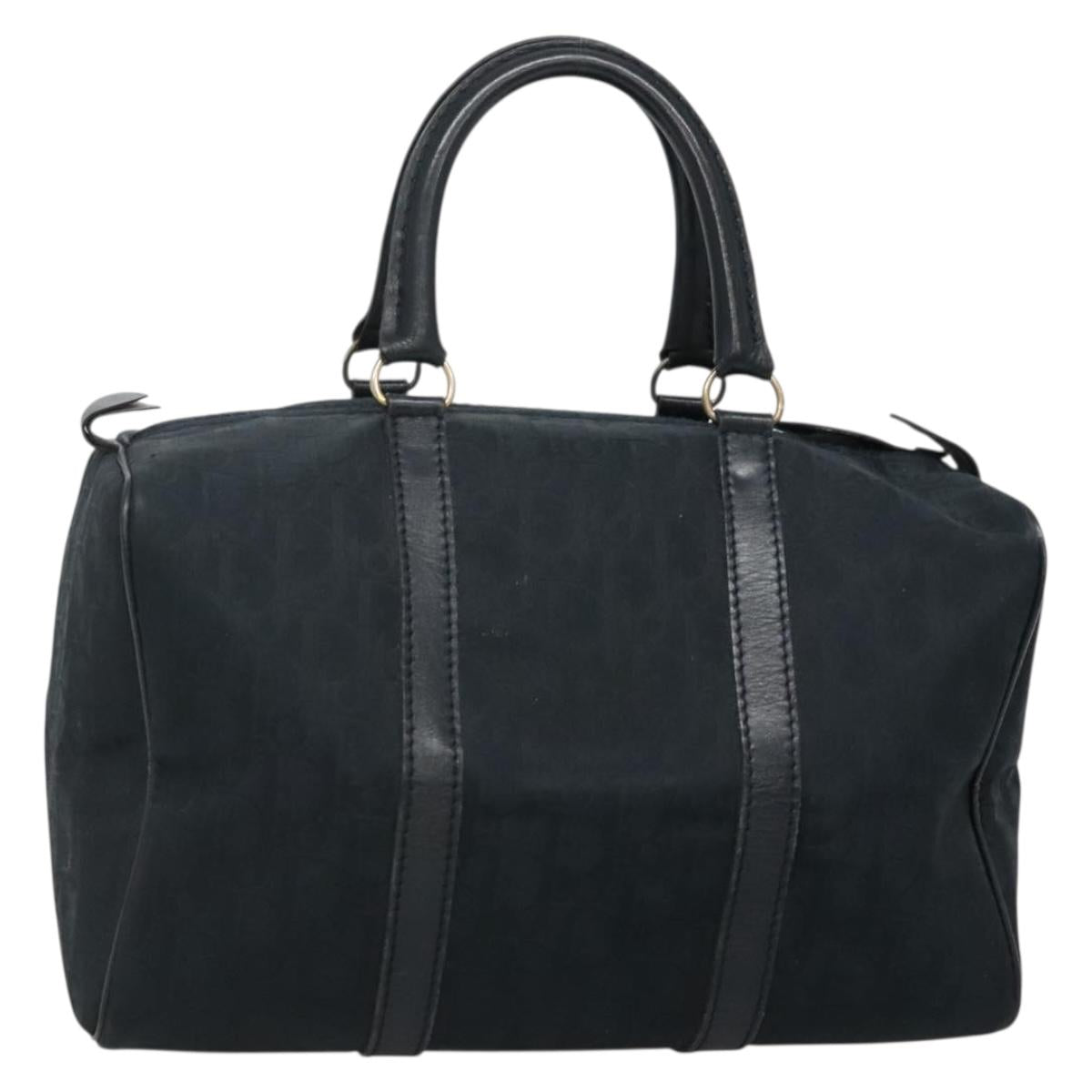 Christian Dior Trotter Canvas Hand Bag Navy Silver Auth BA3845