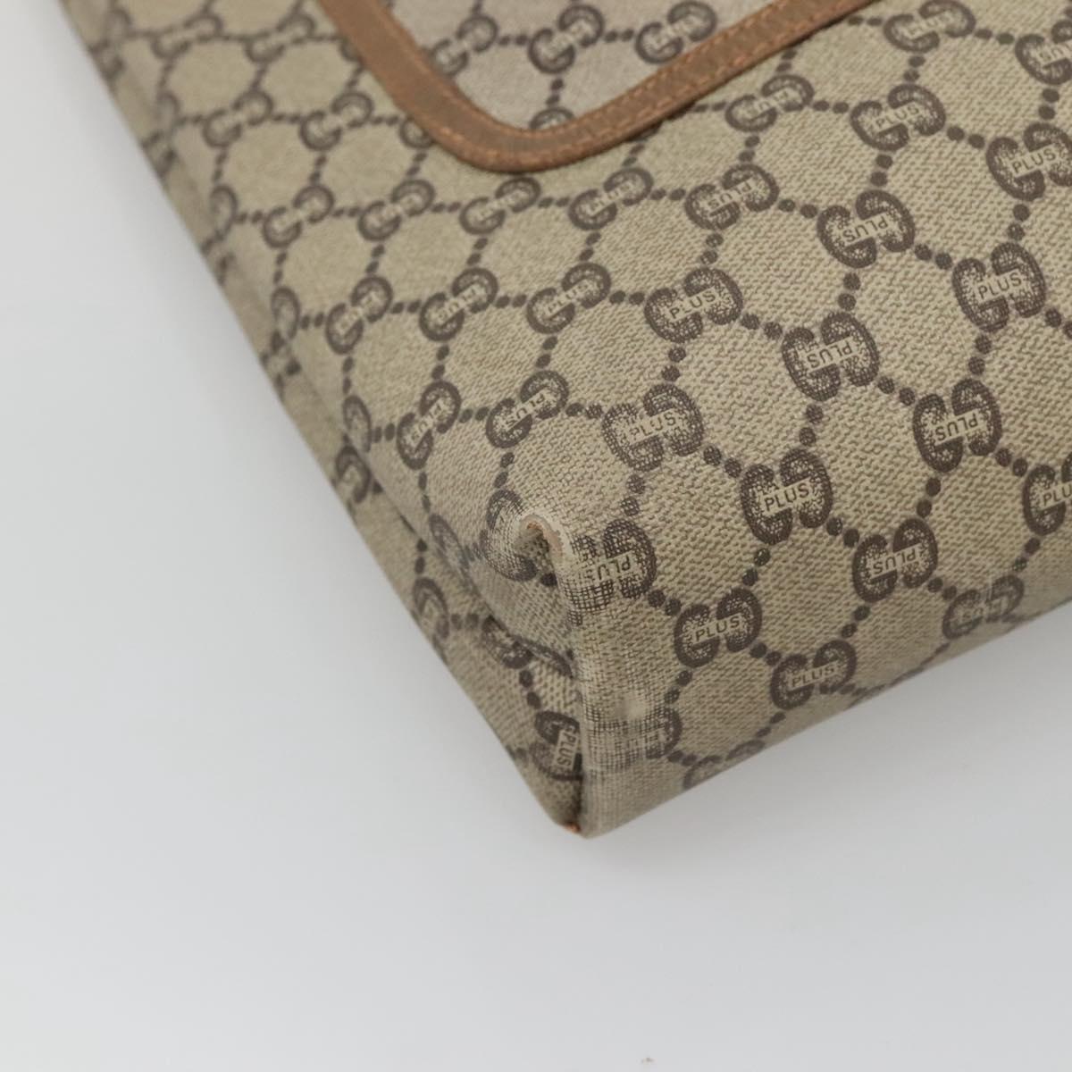 GUCCI GG Plus Supreme Web Sherry Line Tote Bag PVC Beige Gold Auth BA3850
